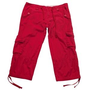Dunnes Stores St Bernard Red Cargo Capri Pants Women 12 Red